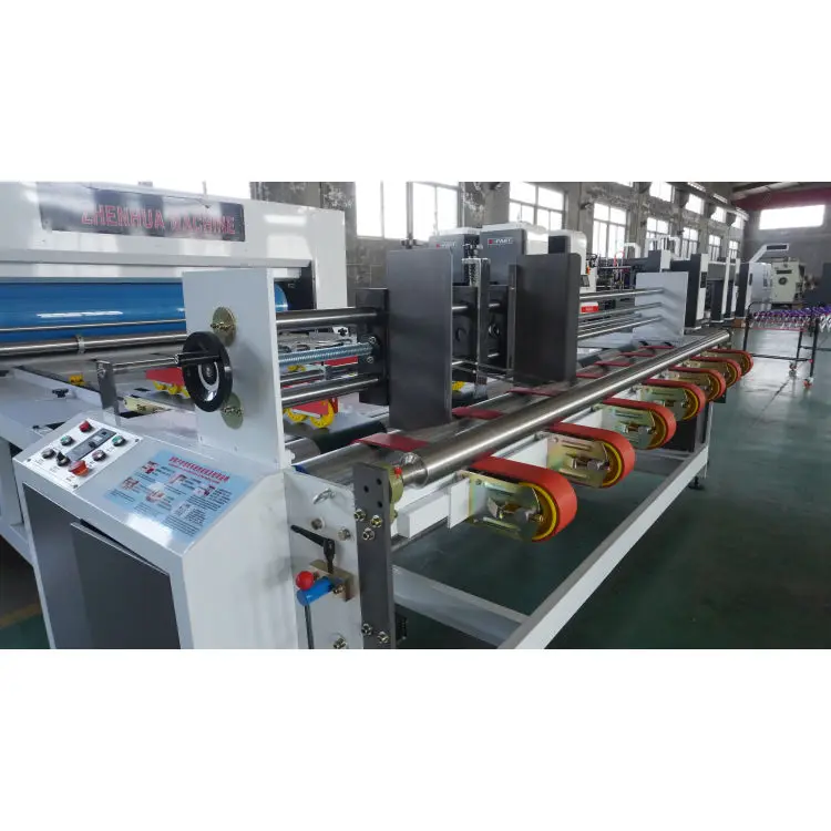 YSF-C Best Seller Chain Feeding Corrugated Cardboard Carton Box 2 color Printing  Electric Slotting Machine