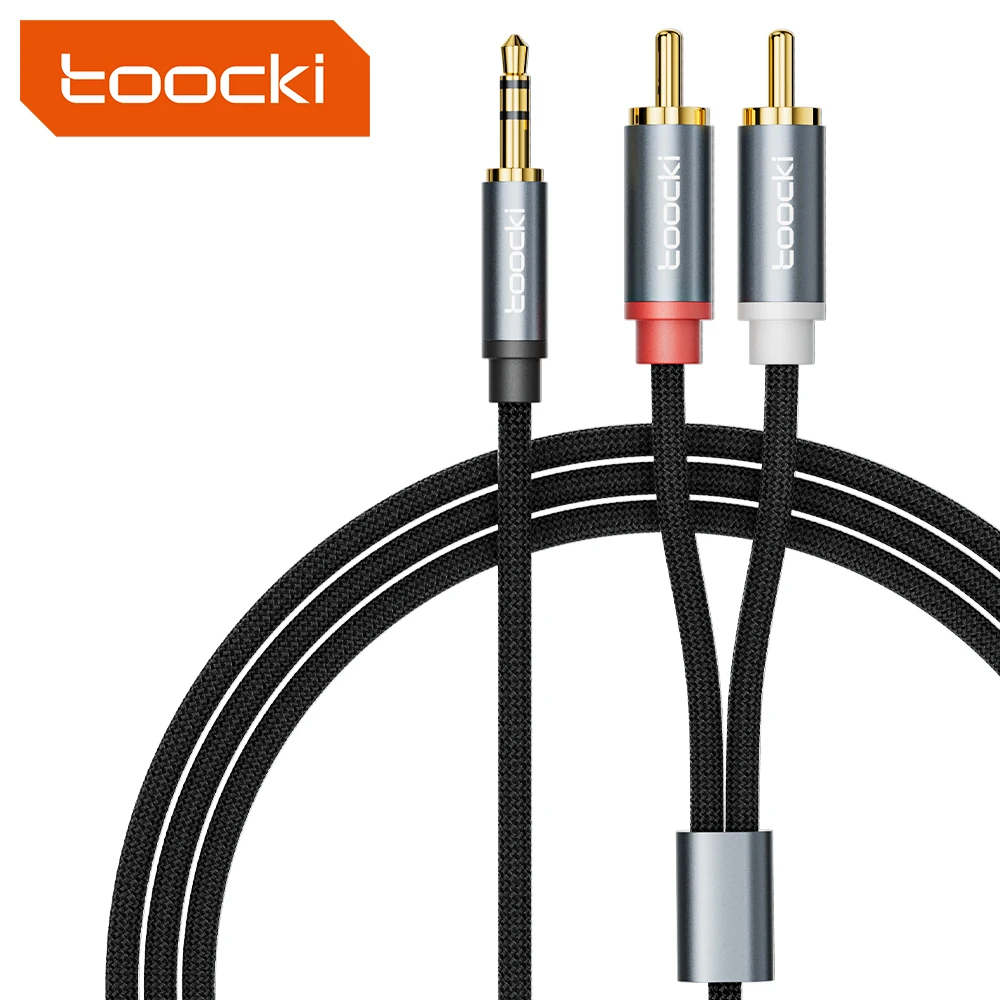 Toocki super strong 3.5mm aux audio cable premium nylon with hi fi sound system Blue/Gray audio cable