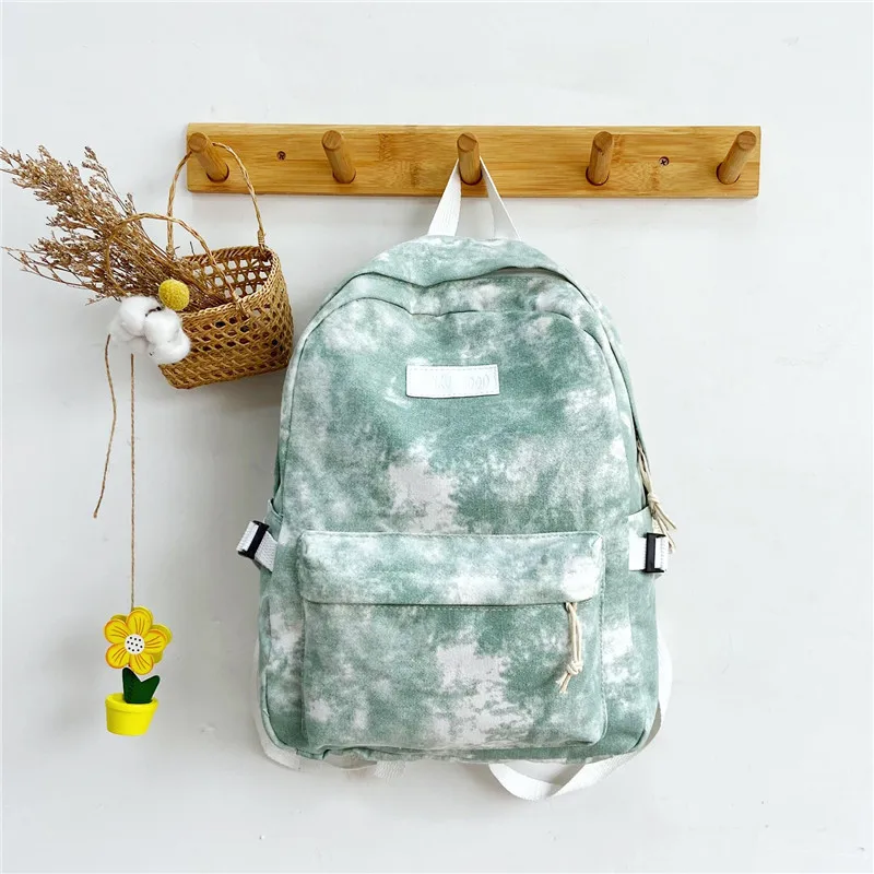 Custom Color Fashion Design Leisure Dye Printing Women Backpack Casual Canvas Students School Bags