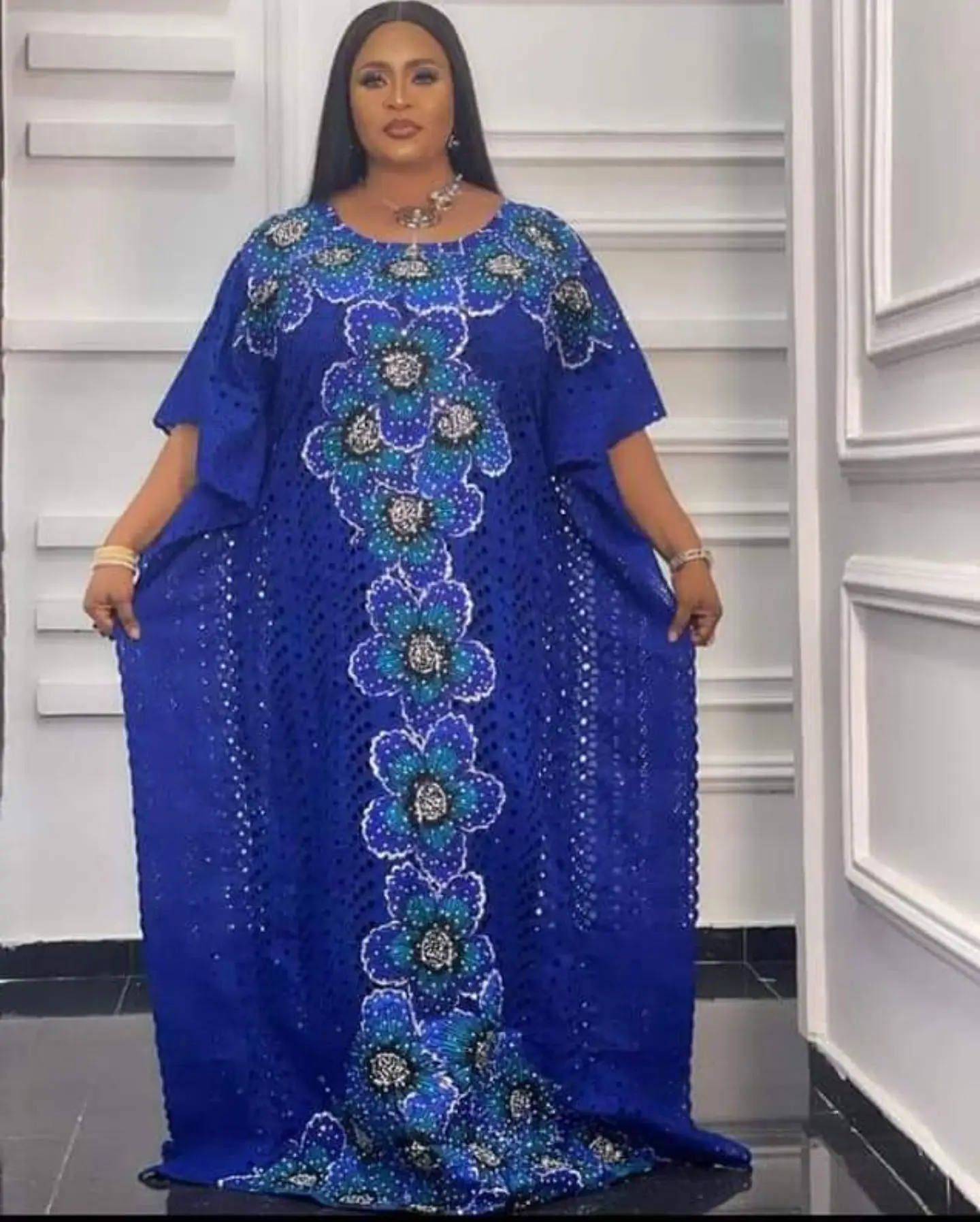 2023 Africa Dress Women Dashiki Maxi Dress African Floral Print Clothing Bazin Loose Casual Summer