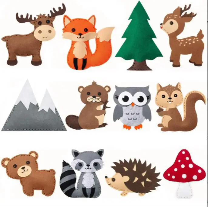 Diy Kids Sewing Suit Felt Toy Dinosaur Christmas Cross Stitch Art Kit with Screen Printing Logo