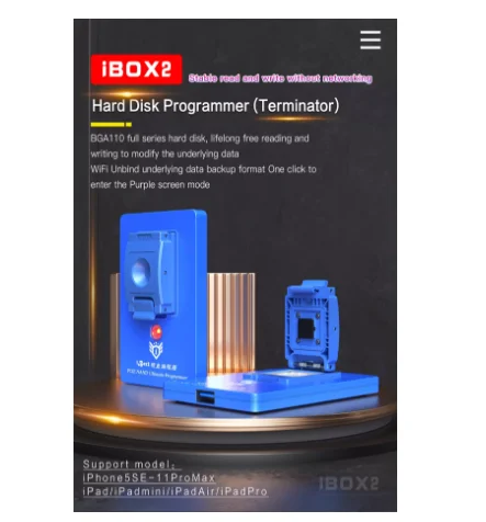 IBOX2 BGA110 Programmer iBox  for iPhone 6 to 11 Pro Max for ipad NAND Data Modification Write One Key Purple Screen WiFi reset