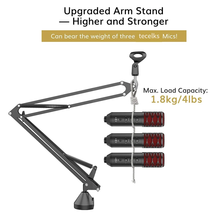 
Heavy Duty Microphone Stand Extendable for Mic Suspension Boom Scissor Arm Stand with Dual Layered Mic Pop Filter Arm Stand 