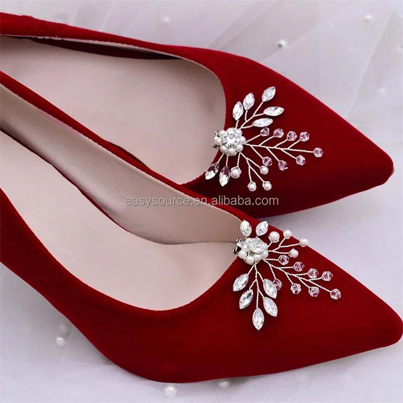 RE6245 2pcs/lot White Wedding Shoes Clips for Bride Wedding Flower Girl Shoes Buckle Flower Bridal High Heels Clips