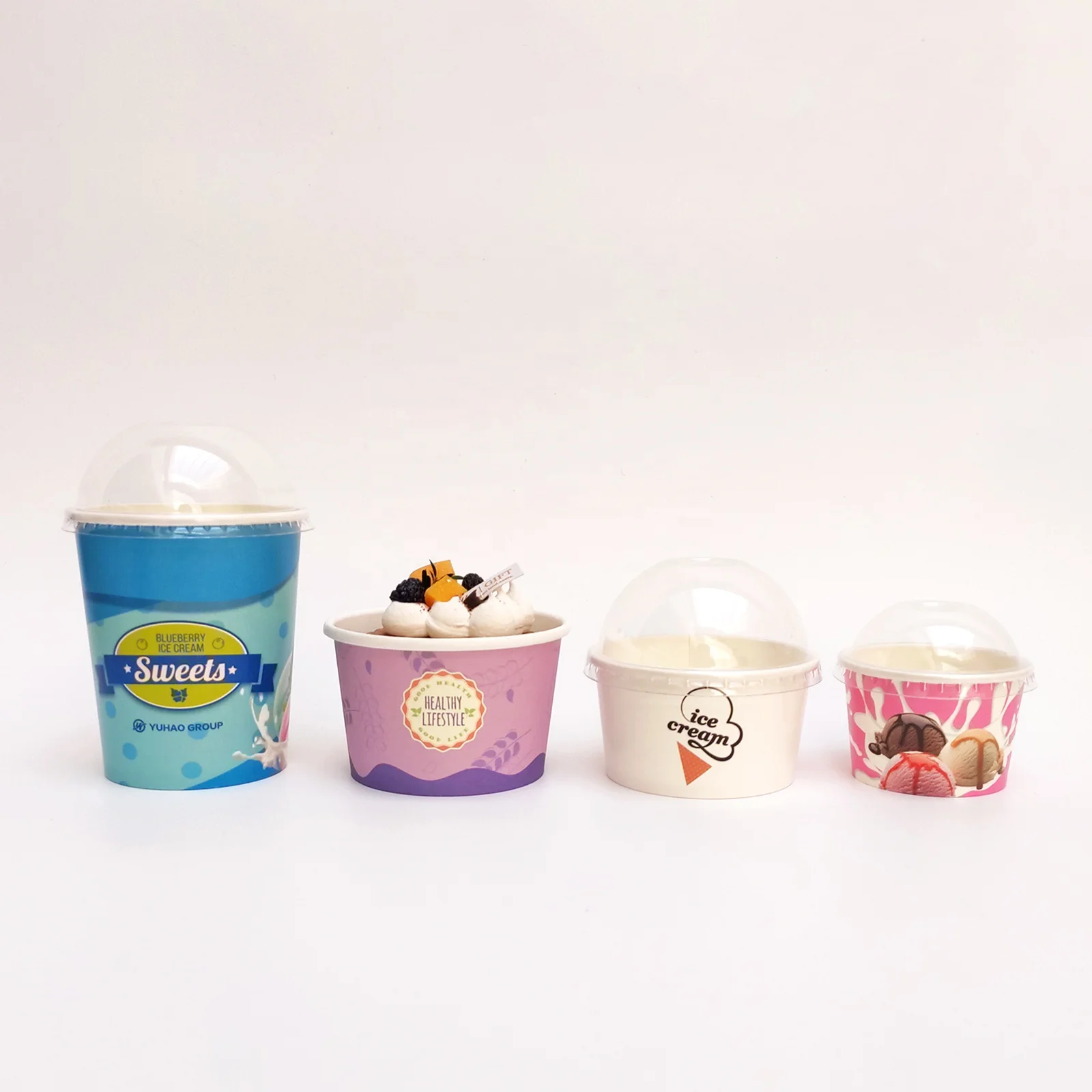 Custom Printed Compostable Disposable Ice Cream Cups With Custom Lid