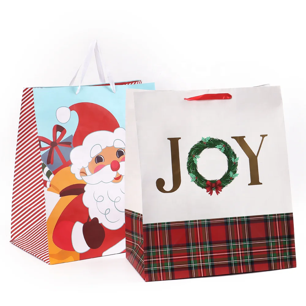 Manufacturer Recycled Grocery Shop Store For Merry Christmas Gift Packaging For Birthday Party Packaging Kraft Paper Bag