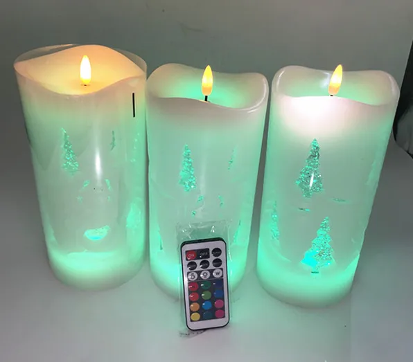 Newly designed Remote control function led 3D light candle/Water swirl led light candle