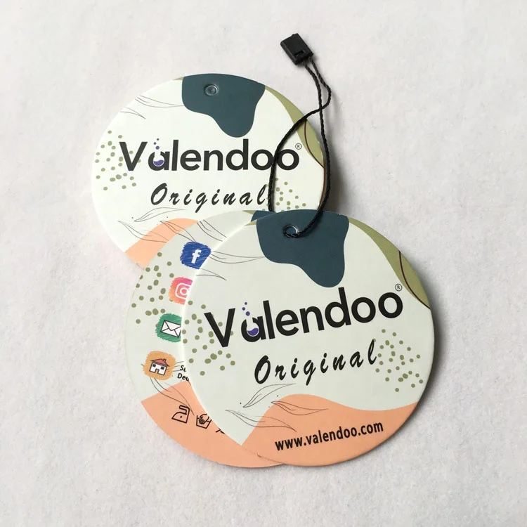 Eco Garment Paper Hangtag Round High Quality Clothing Tags With String Print Design Hang Tags For Hair Bundles Bottle