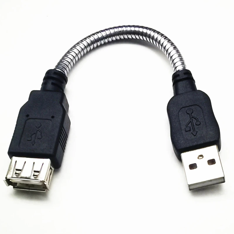 Гибкий металлический кабель-удлинитель usb 2,0 типа A «папа»-«мама» серебристого цвета