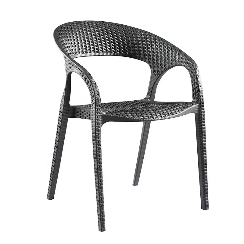 Cadeira De Jantar Plastic PP Rattan  Modern Home Restaurant Dining Chair Outdoor Balcony Courtyard Villa Garden Table And Chair
