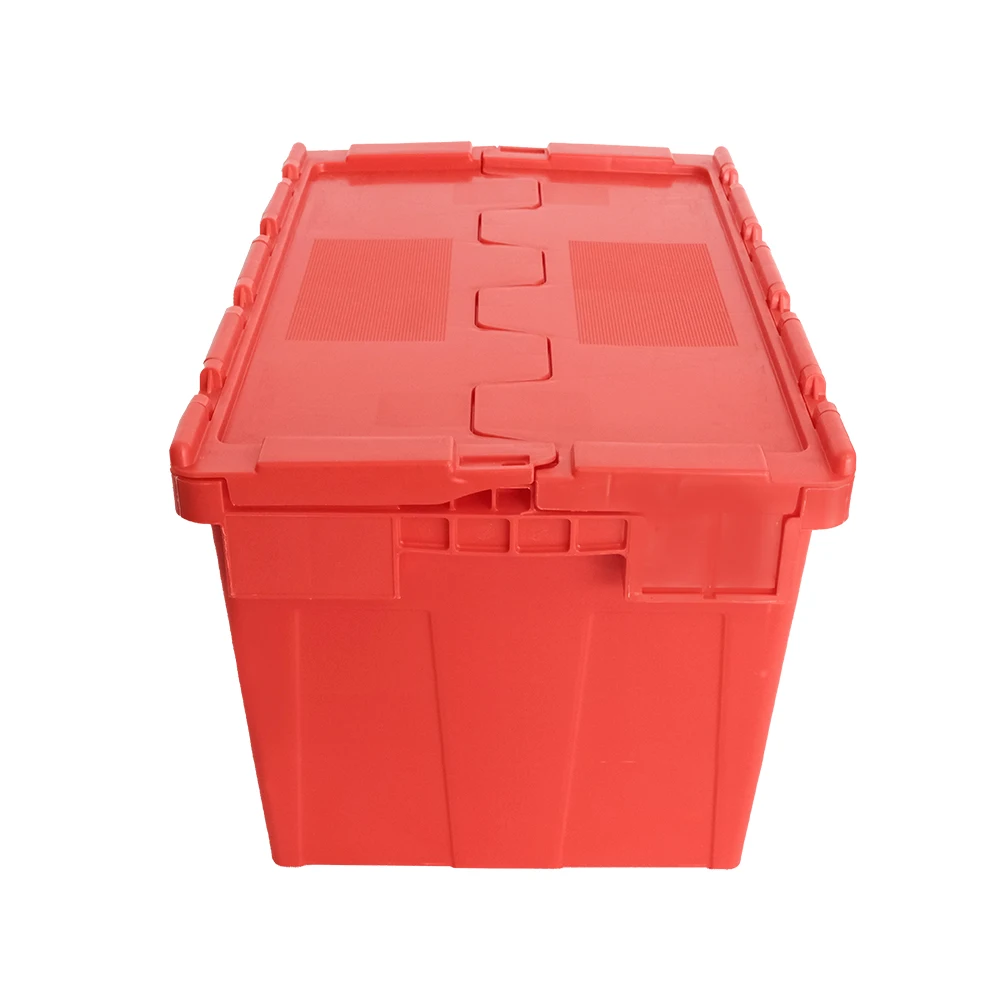 Plastic crate stackable moving box nesting plastic moving crate plastic storage container with lid
