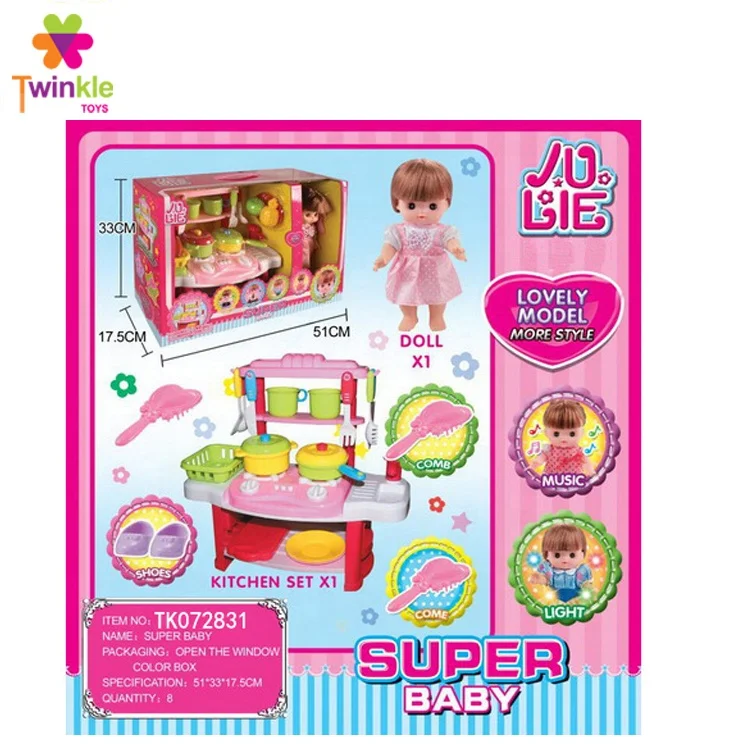 Play kitchen house doll toy light and music 13inch baby reborn doll