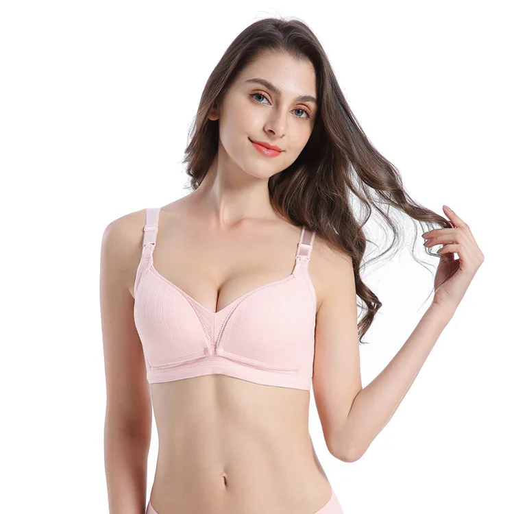 968# Wireless Womens Underwear Cotton Sex Women Nursing Bra Thread Thin Double Buckle Maternity Bra