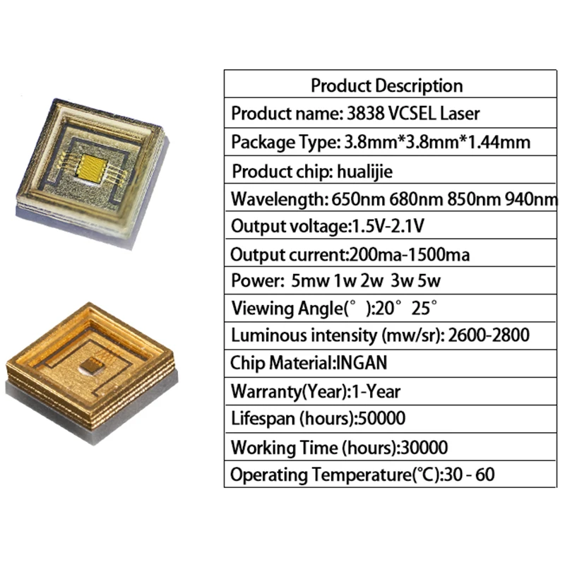3838 VCSEL SMD LED IR 850 нм 940 лазерный диод для машины удаления волос