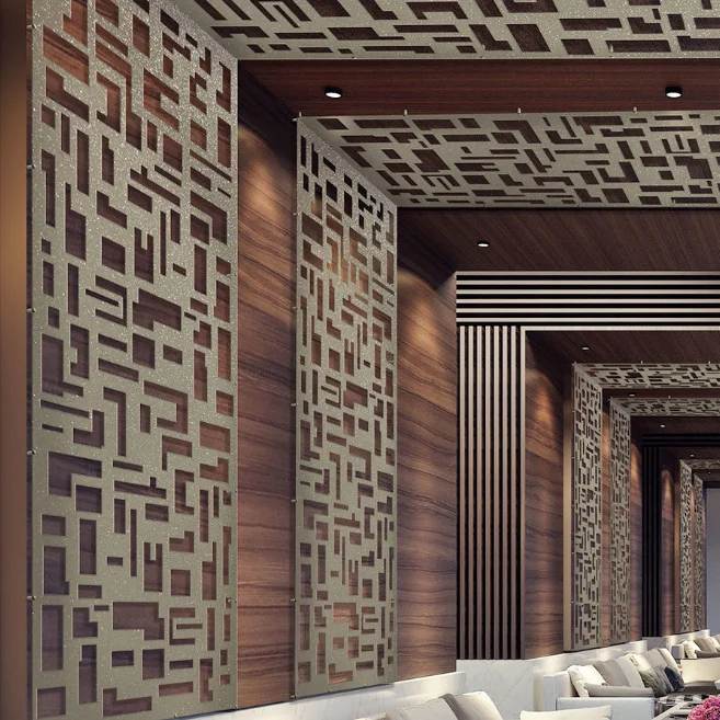 Perforated carved laser cut aluminum decorative screen panel