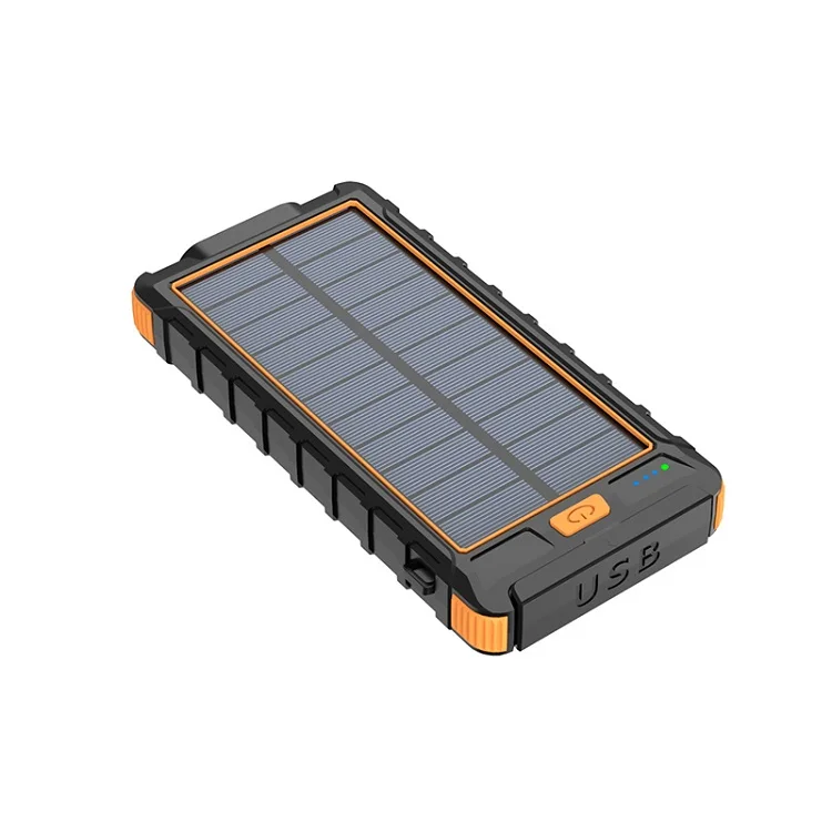 2021 Outdoor Camping High Capacity 10000Mah Dual USB Outputs Waterproof Solar Power Bank with Compass and Dual LED Flashlights