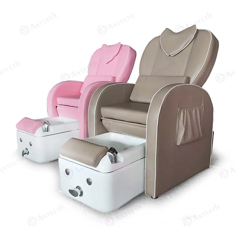 Reclining Nail Salon Furniture 1 Motor Foot Spa Massage Chair No Plumbing Luxury Pink Manicure Pedicure Chair