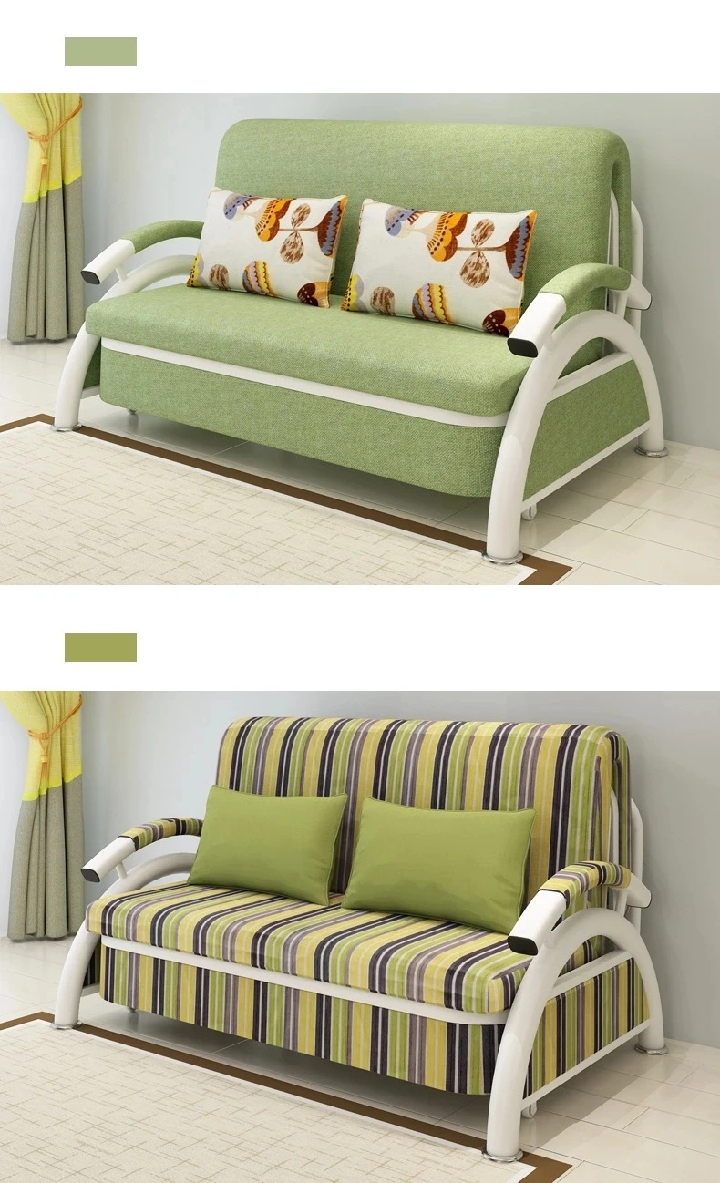 Modern Cum Sofas Bed Small Living Room Furniture Fabric Foldable Beds Sofa Hotels Functional Metal Single Seat Folding Sofa Bed