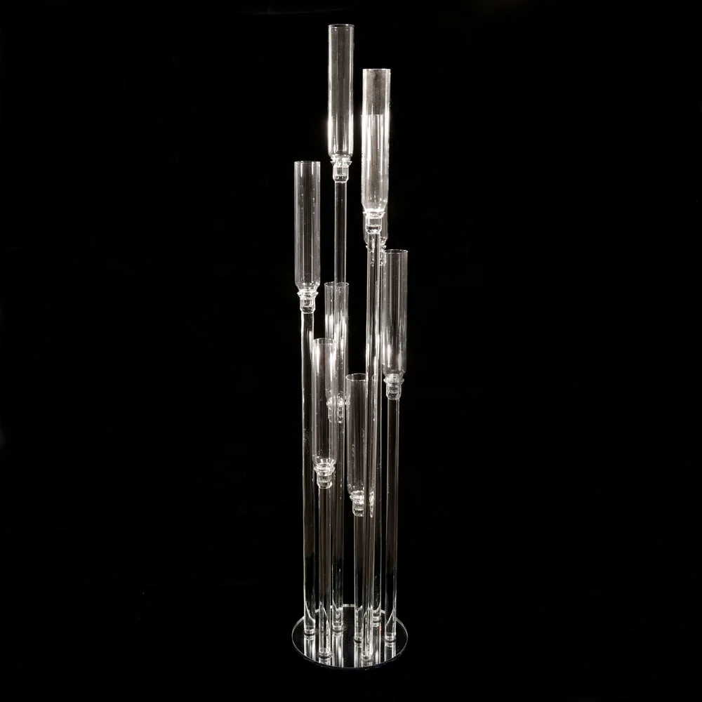 MH-Z095 8 pillar glass candelabra crystal wedding decoration crystal tube wedding table candelabra