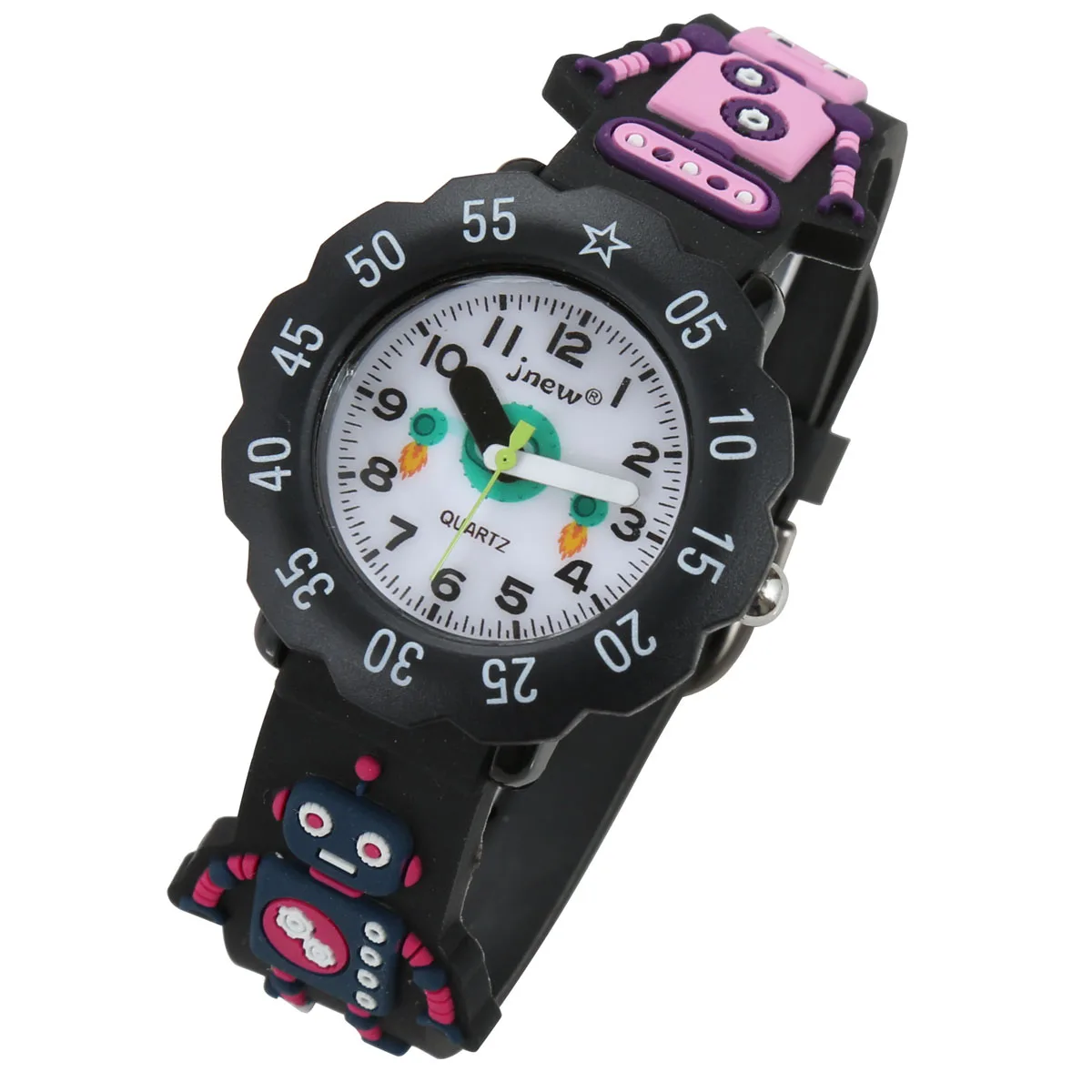 Outdoor Waterproof Sports LED Alarm Stopwatch Band Watch for Kids 3-10 Years Analog Dial Fashionable Buckle Clasp Boys Girls