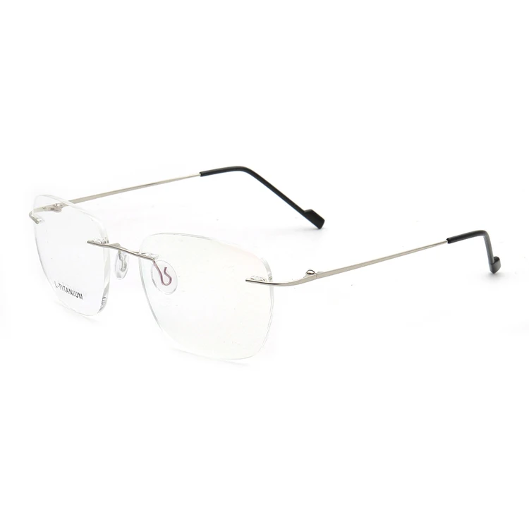 6044 new design high quality memory  titanium rimless eye wear anti blue light glasses optical frame