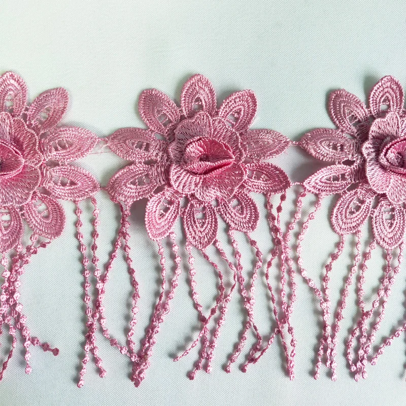 Wholesale New Design Royal Lace Trim with Tassels Polyester Trimming Lace Tassel with Fringe