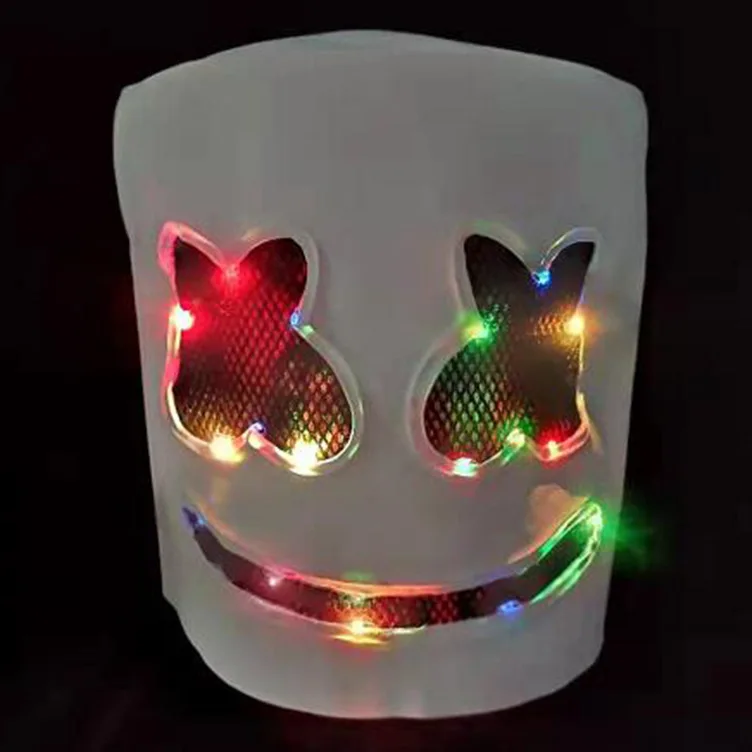 2022 wholesale led glowing mask party halloween mask marshmallow mask dj headgear