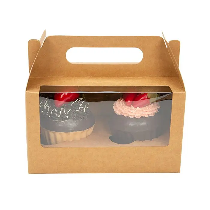 Cheap customised portable pastry food cupcake containers disposable luxury paper cake window box