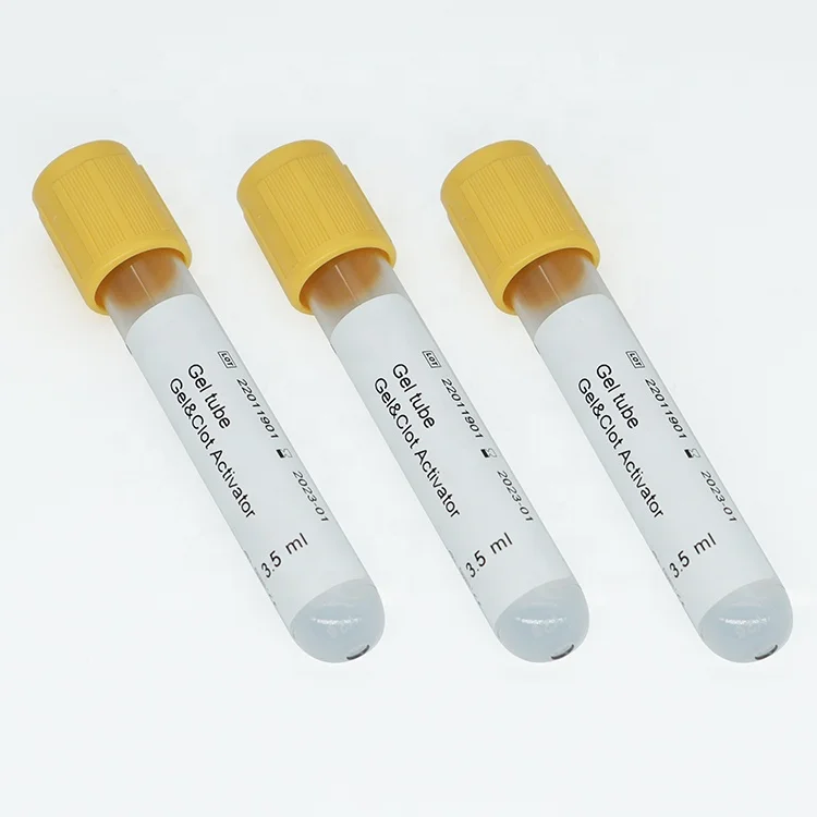 Trummed red yellow blue green grey purple black top vacutainer blood sample test collection tubes with different additive