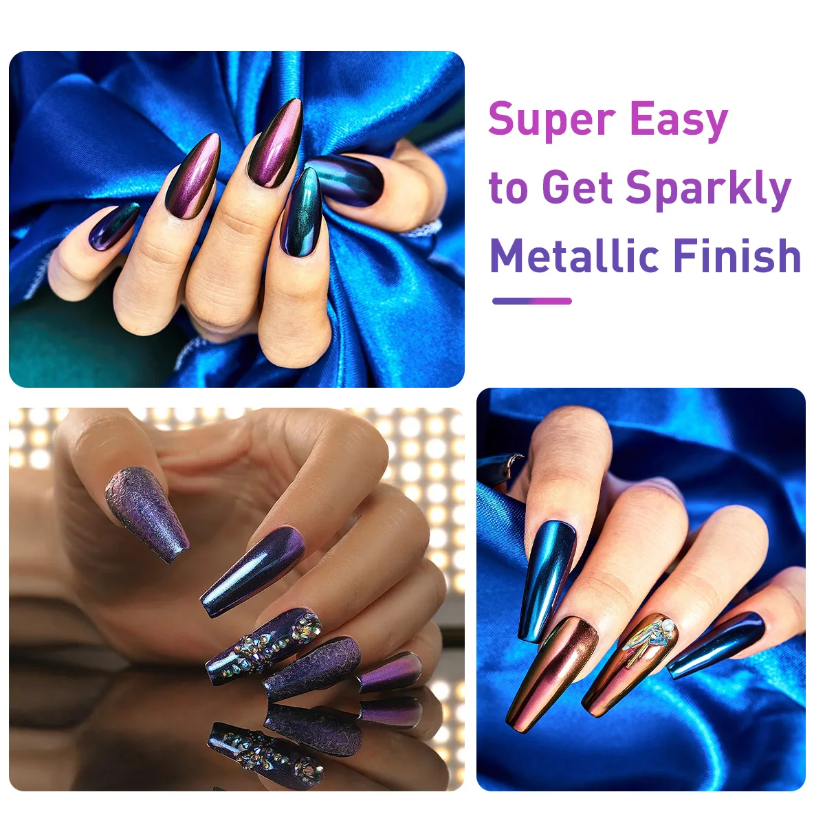 2024 Hot Sale Nail Magic Mirror Powder Custom Logo Multicolor Pigment Powder Chrome Powder Nail