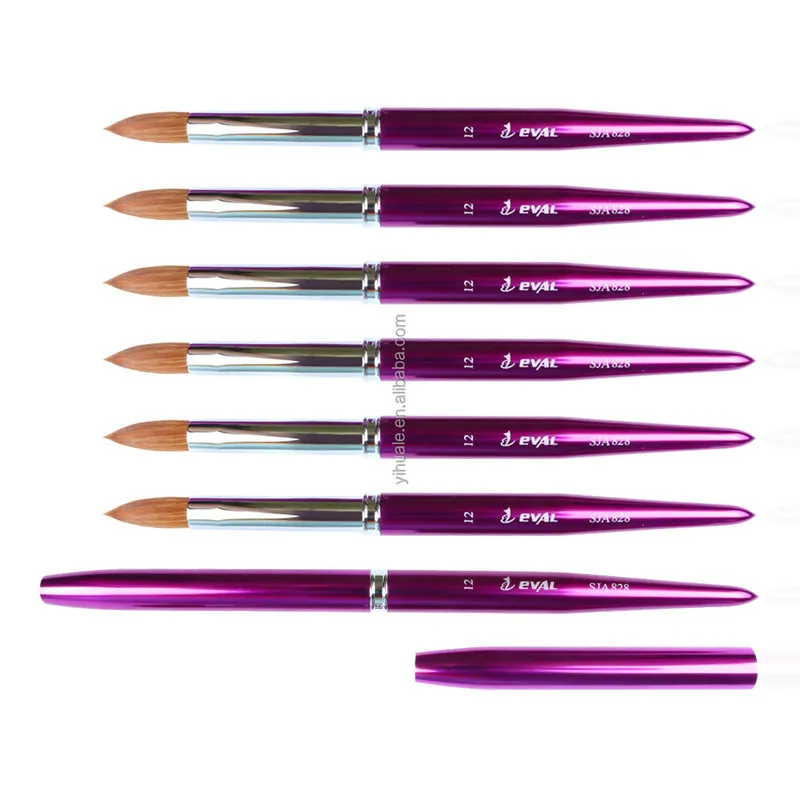 High Quality Professional 100% Pure Kolinsky Acrylic Nail Brush Manicure Kit Round Oval Sable Wood Handle Custom Nail Brush