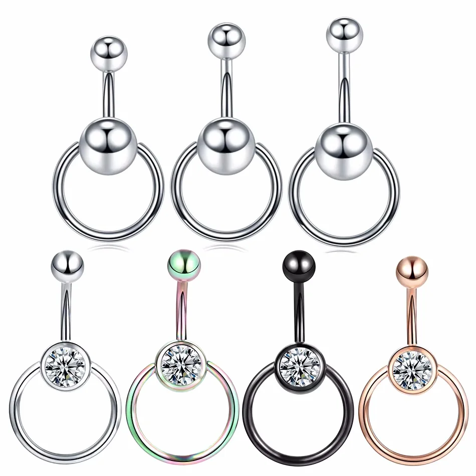 titanium 14G Crystal Gem Navel Piercing Belly Button Rings Navel Piercing Goth Ombligo Ball Nombril Sexy Women Jewelry