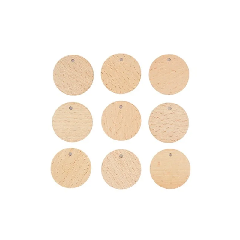 Unvarnished Beech Wood Blank Disc Chips with hole DIY Wood Craft 38mm well polished