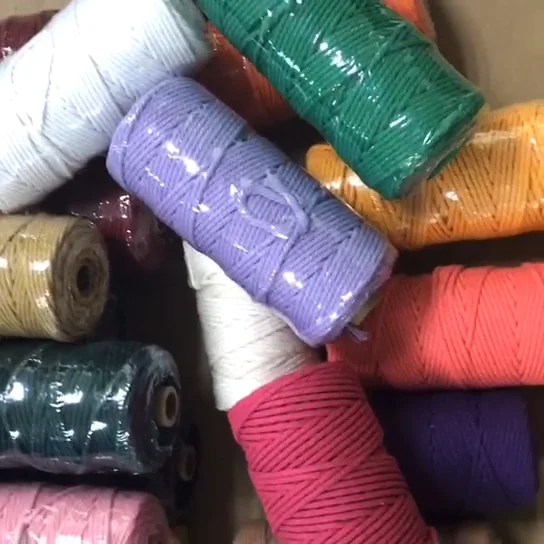 Ready to ship Home Decor 4MM 100m roll colored cotton rope macrame cord  cheap price