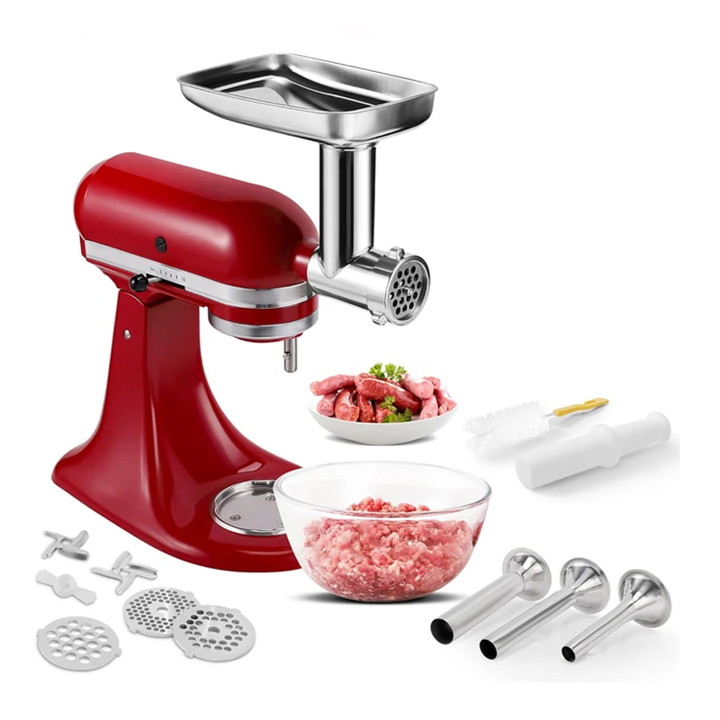 Stand Mixers Spare Parts Food Meat Grinder with Sausage Stuffer Grinding Plates Blade-for Home Kitchen Use
