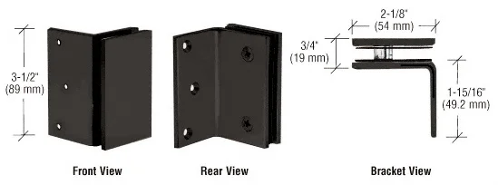GE90S Series Square corner Solid Brass Chrome, Brush Nickel, Matte Black, Satin Brass Geneva Wall Mount Bracket