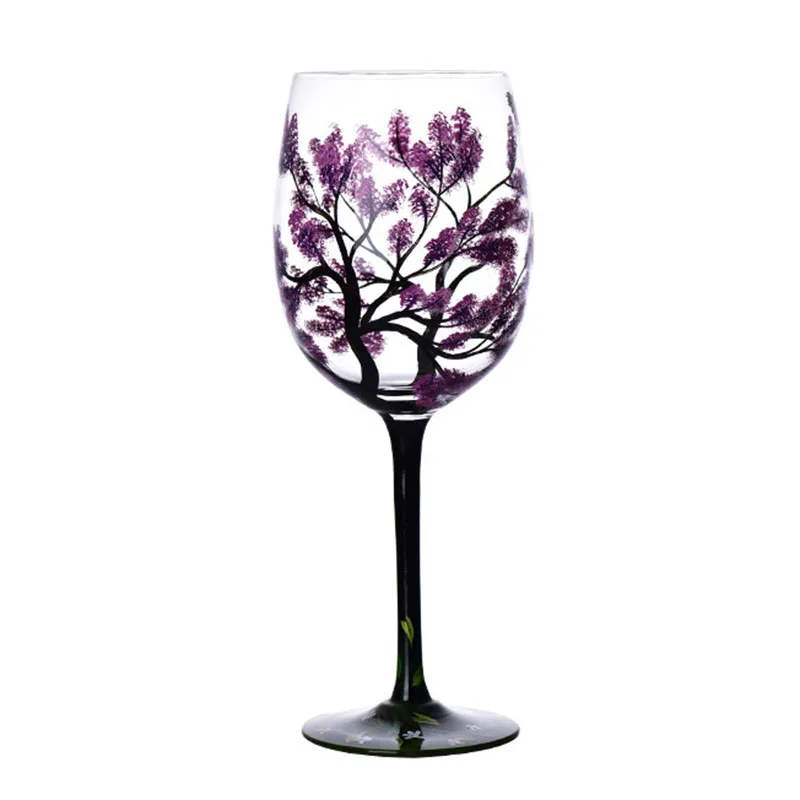 Crystal glass hand-painted flower stemglass four seasons wine glass small fresh egg wine glass