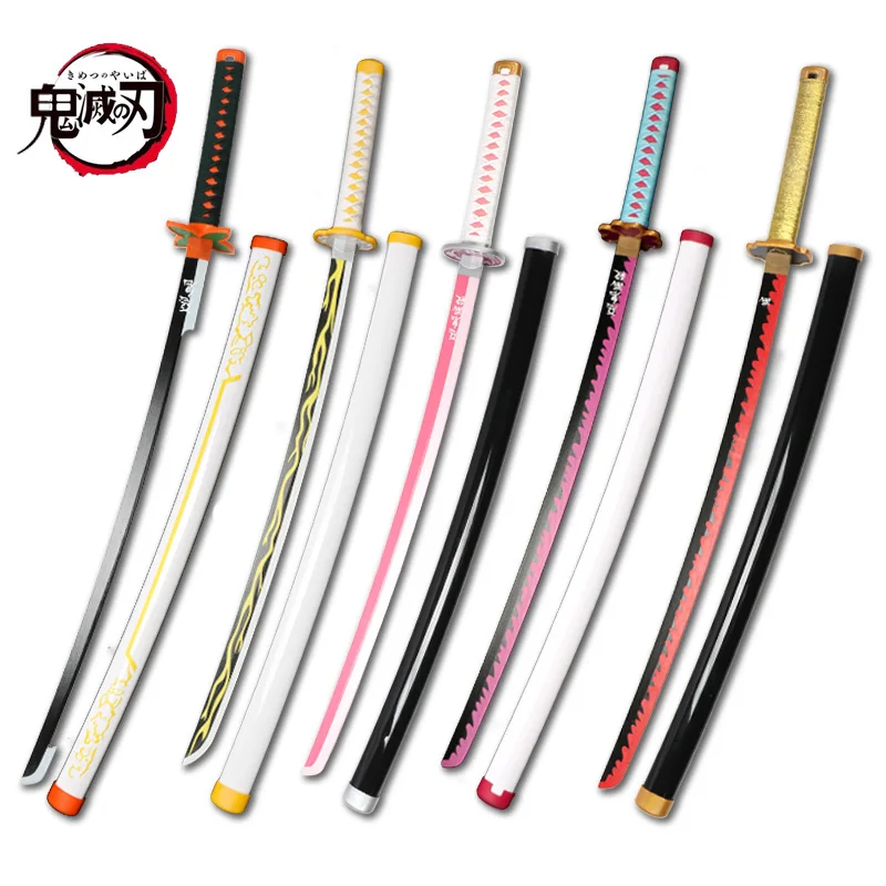 80CM New Upgrade Demon Slayer Anime Sword Weapon Prop Zenitsu Tanjirou Mitsuri Kokushibou Katana Swords