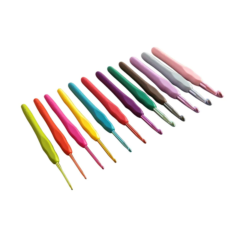 12pcs Crochet Hooks Set Large Ergonomic Grip Colorful Soft Handles Aluminum Crochet Hooks