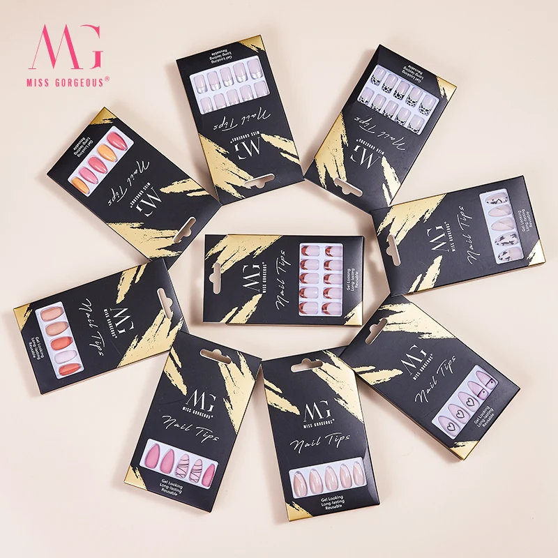 MG In Stock Press on nails 2022 new style OEM salon suppliers press on nails Wholesale good quality Coffin short press on Nails