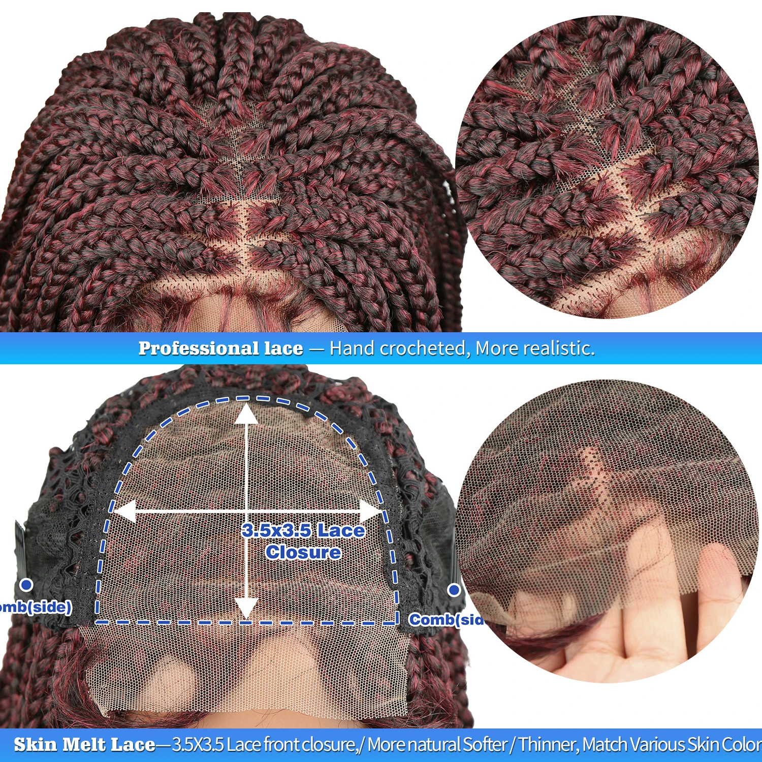 Hot Selling Factory Price Synthetic Hair Box Braid Wig for Black Women Wholesale Braided Laces Wigs Vendors Braided Wigs