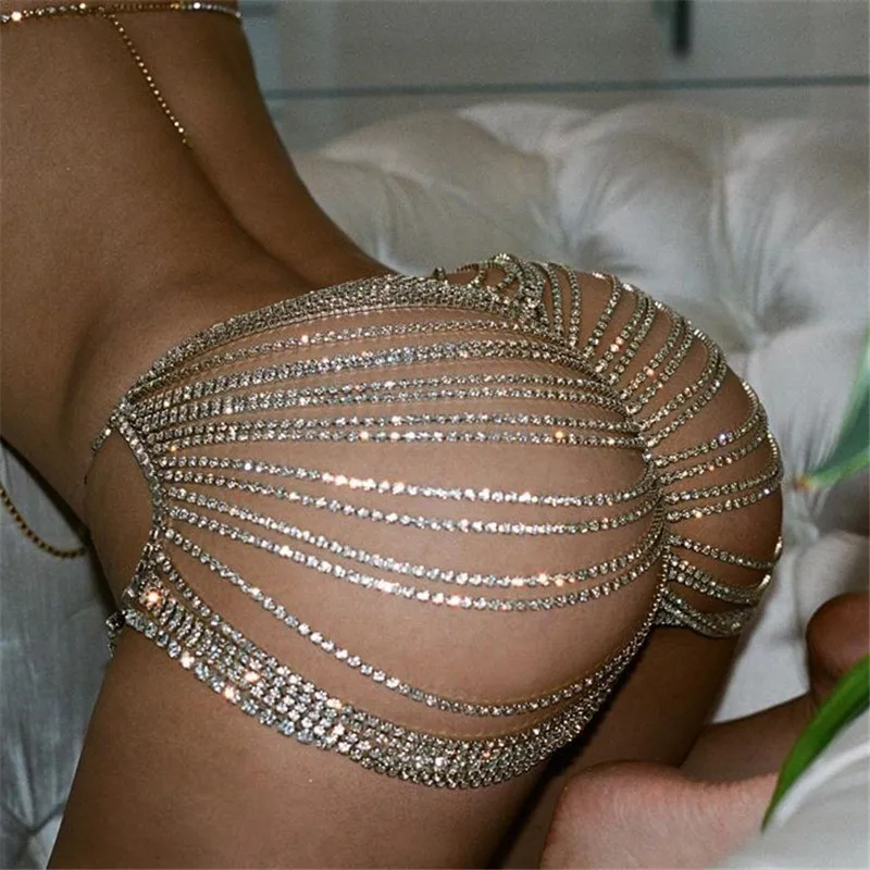 
50 Layers Body Jewelry Sexy Shorts Belly Chain for Women Pants Rhinestone Summer Bikini Dance Waist Wearing Wholesale 