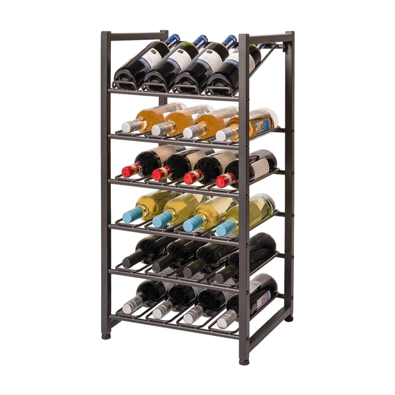 Brand liquor store fixtures luxury whisky metal rack powder coat black multi layers bottle wine display shelves