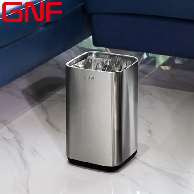 GNF hotel room bin stainless steel dustbins indoor kitchen metal mini garbage bin SUS 410  household rubbish bin