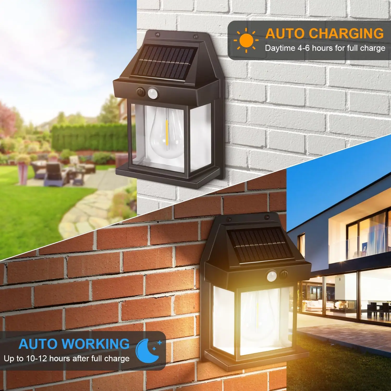 Solar Lights Outdoor Dusk to Dawn Solar Wall Sconce Motion 3 Lighting Modes Waterproof Solar Security Wall Lantern Light