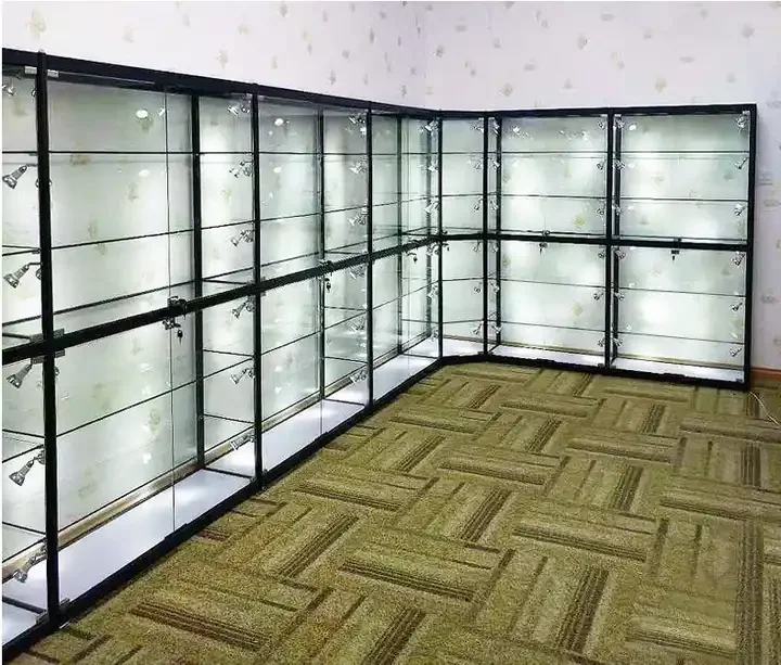 Luxury Multi-layer Aluminium Glass Display Cabinet Showcases Modern Alloy Glass Display Showcase