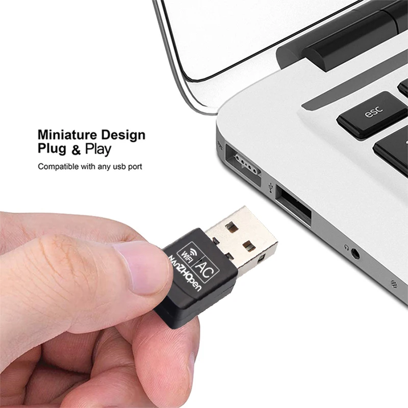 Customized Logo WiFi 802.11 11AC ZP-600M Wireless USB Dongle 2.4GHz 5.8GHz Wi-Fi USB 600Mbps Nano Adapter