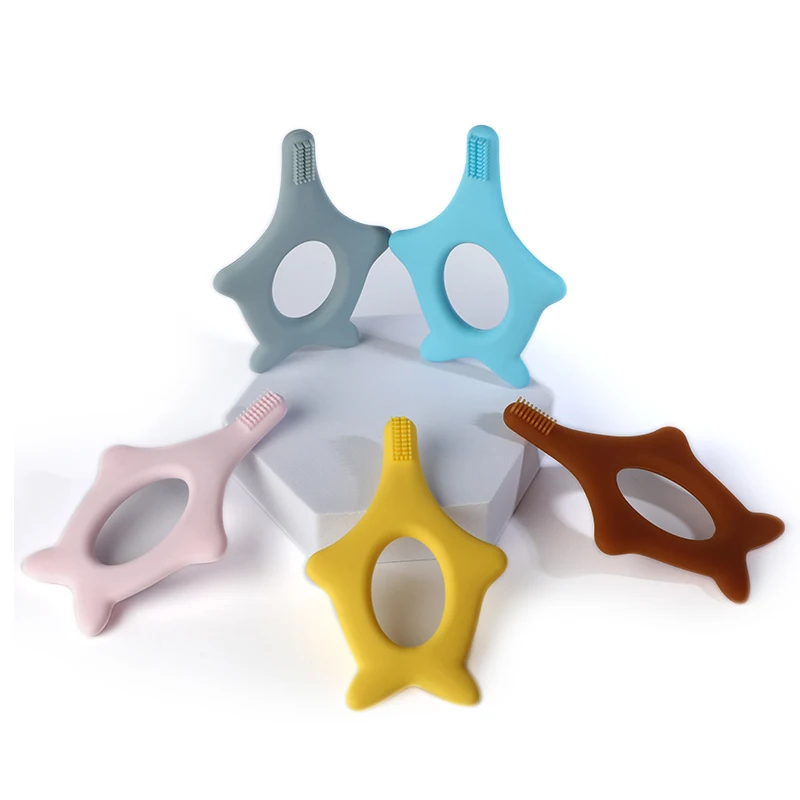 2024 New Arrival Chewing and Biting Animal Series High Class Finger Toothbrush Baby Silicone Teethers