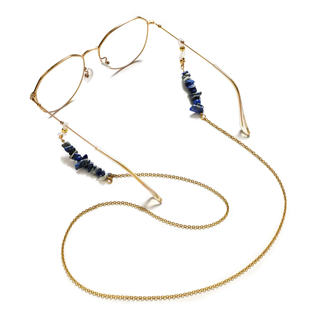 Natural Stone Sunglasses Accessories Amethyst Rose Quartz Stone Eye glass Beads Cord Sun tiger eye glasses chain