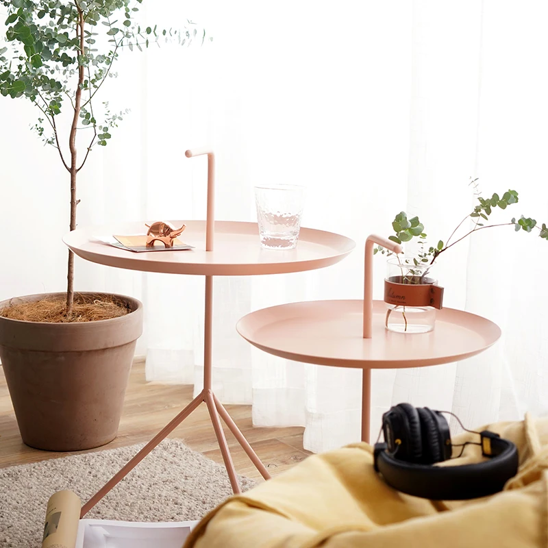 Metal Small Round Table Balcony Wrought Iron Side Stable Snack Coffee Accent Table Black White Golden